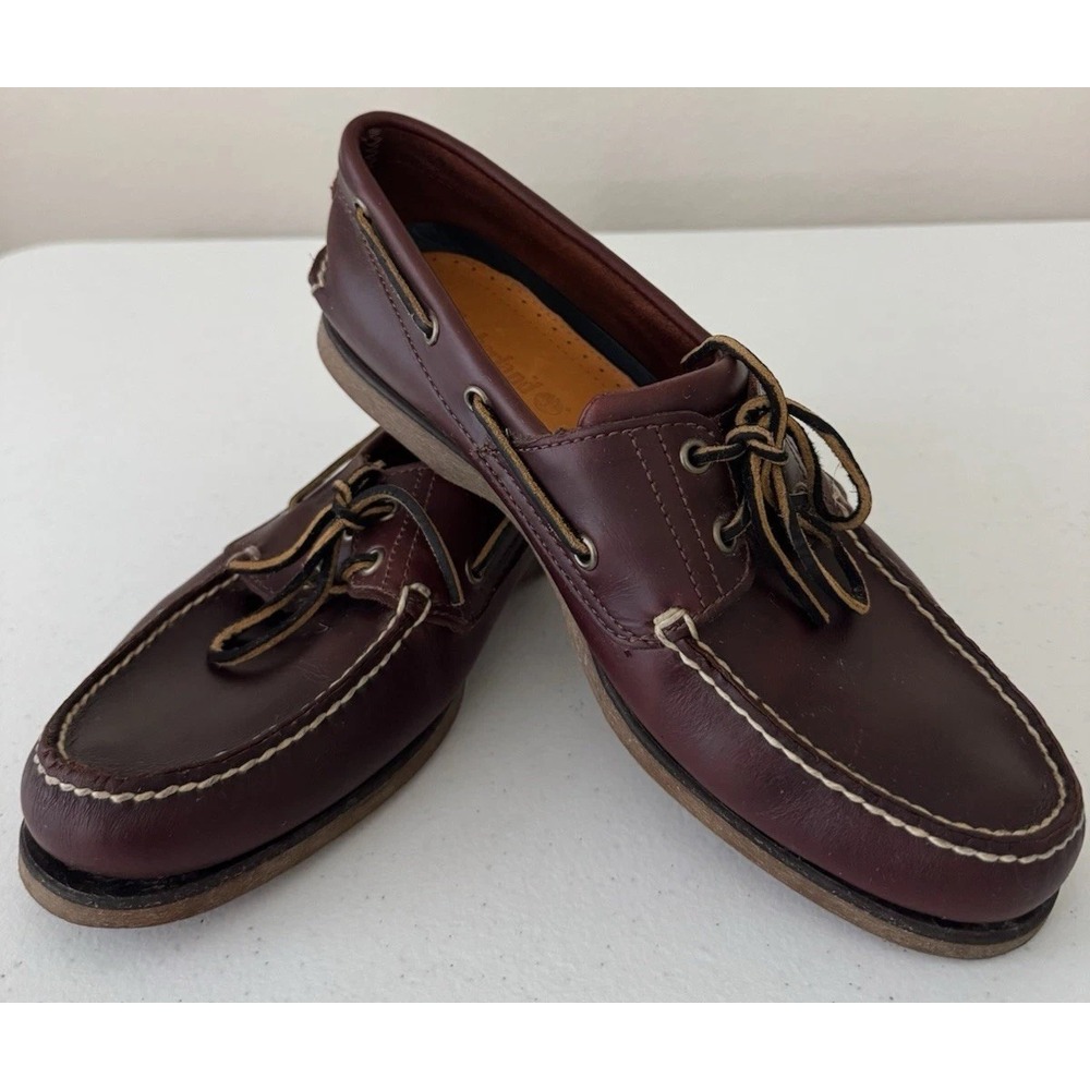 Timberland Men's 11.5 M Classic 2-Eye Boat Shoes Brown Handsewn Leather Nautical